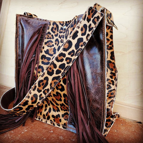Leopard + Fringe Bag