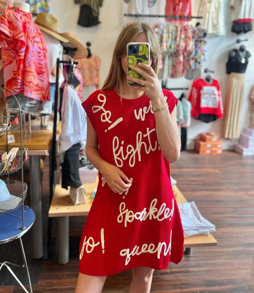 Red & White Go Fight Win Sweater Dress