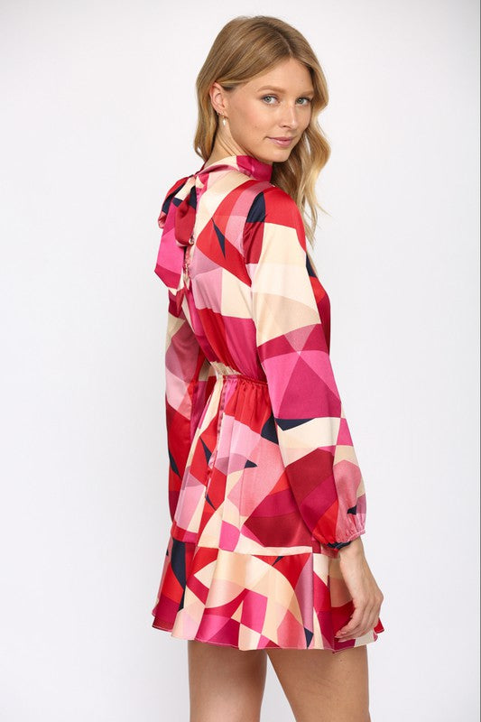 Pink Geometric Mini Dress