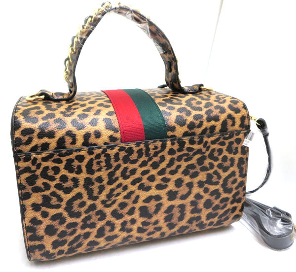 Leopard bee charm handbag